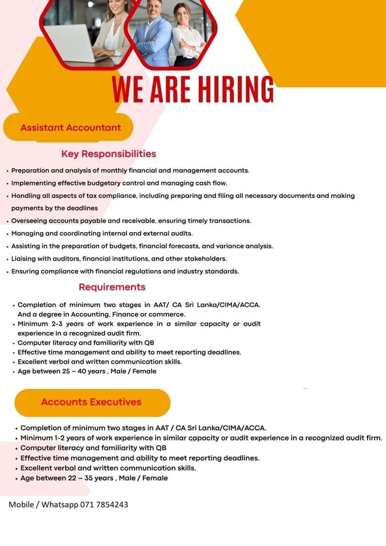 Assistant Accountant at Company Name Withheld